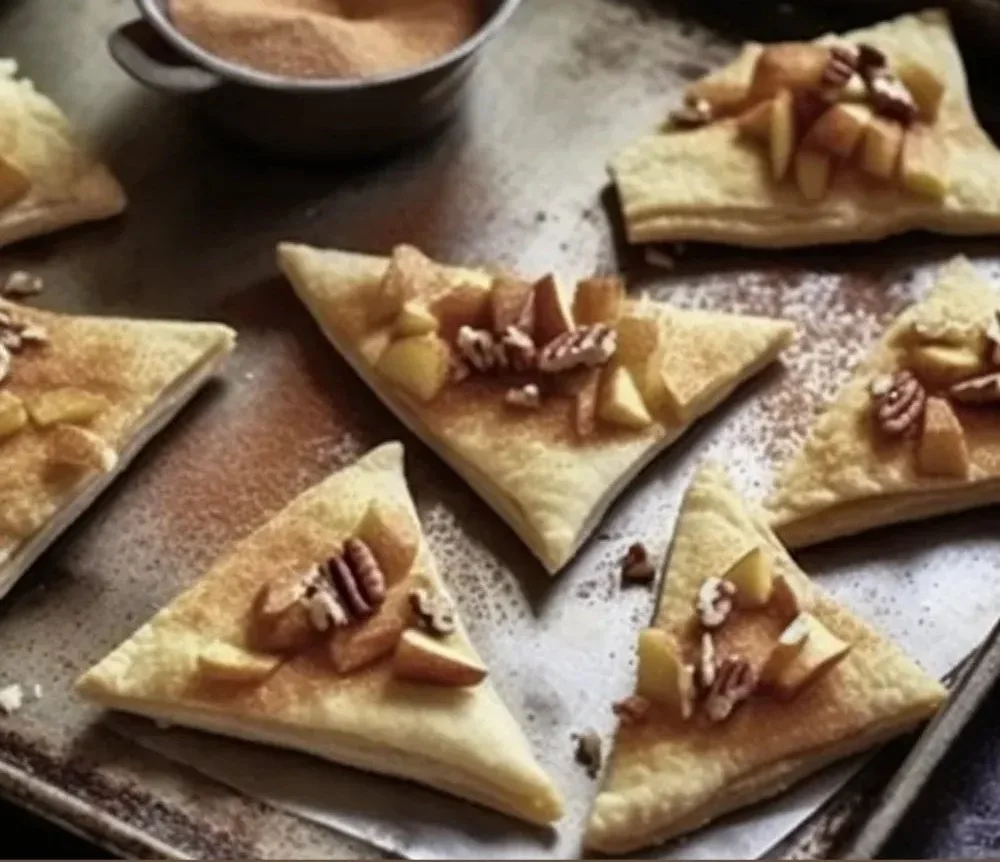 Delicious apple pie bites with a golden crust and sweet apple filling.