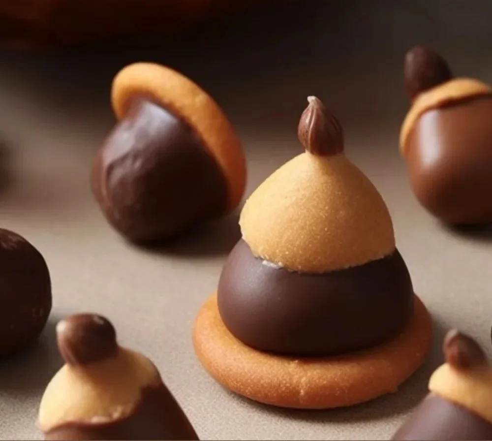 Delicious chocolate acorns decorated for a festive occasion