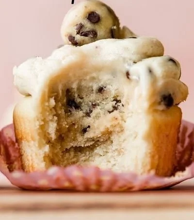 Decadent chocolate chip cookie dough molten cupcakes with gooey centers