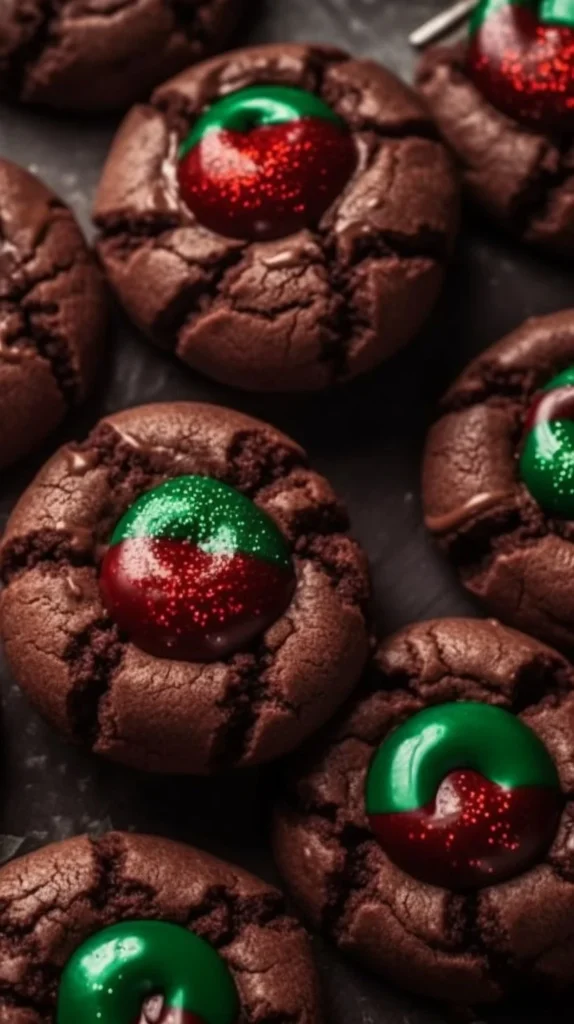 Delicious chocolate thumbprint cookies topped with chocolate ganache.