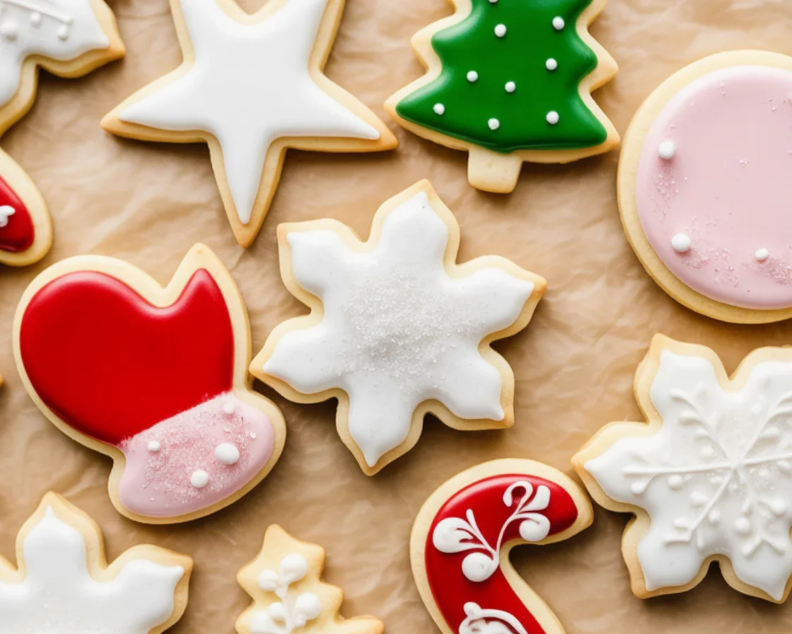 Delicious assortment of Christmas cookie recipes including sugar cookies with icing.