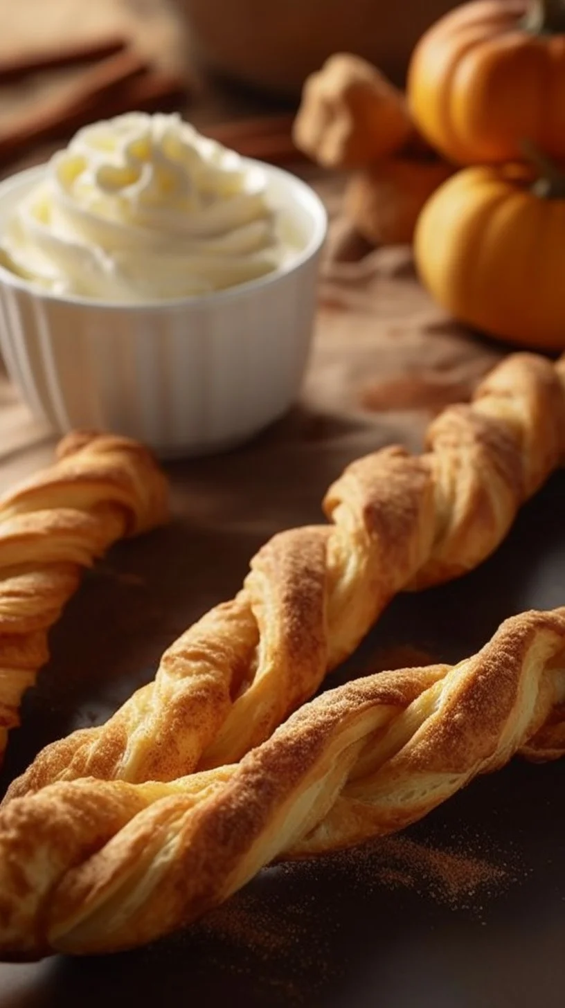 Delicious easy pumpkin pie twists ready to be served on a festive table.