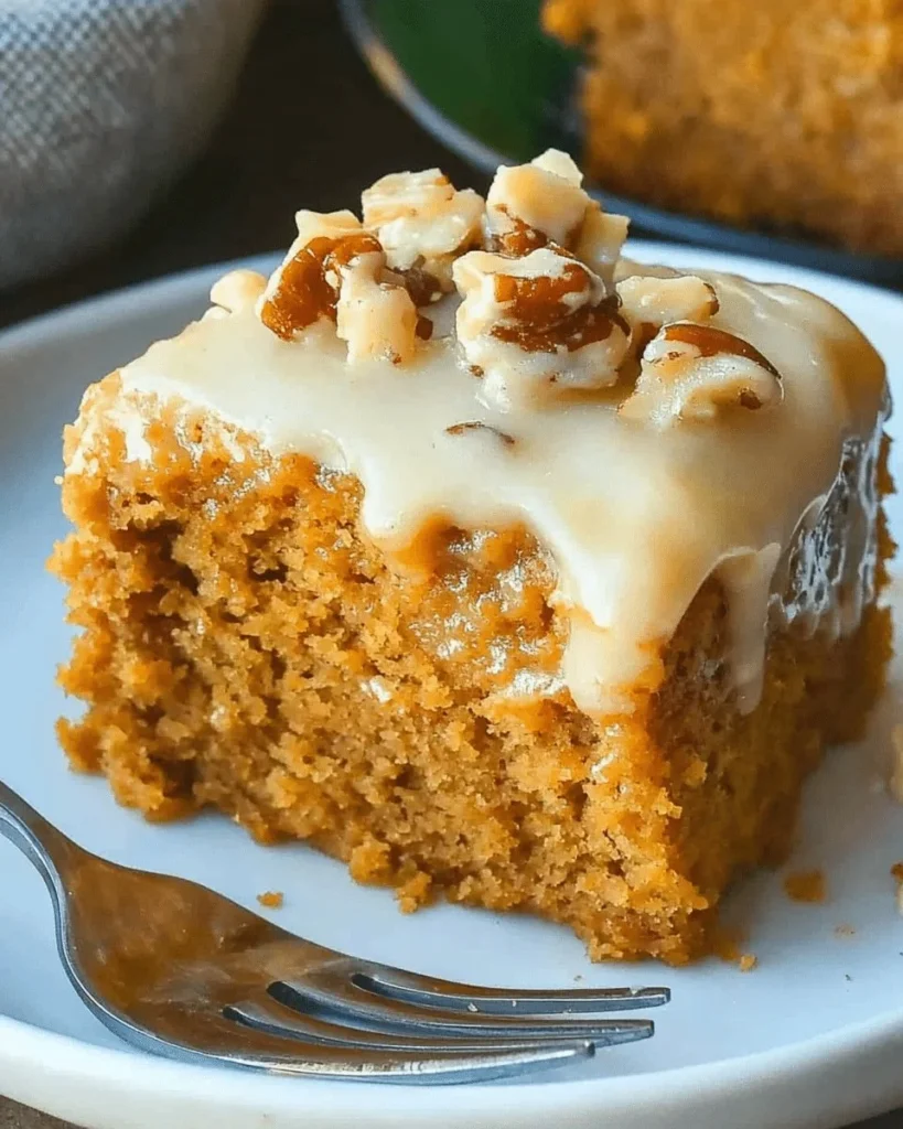 Slice of Grandma's Famous Sweet Potato Butter Cake on a plate