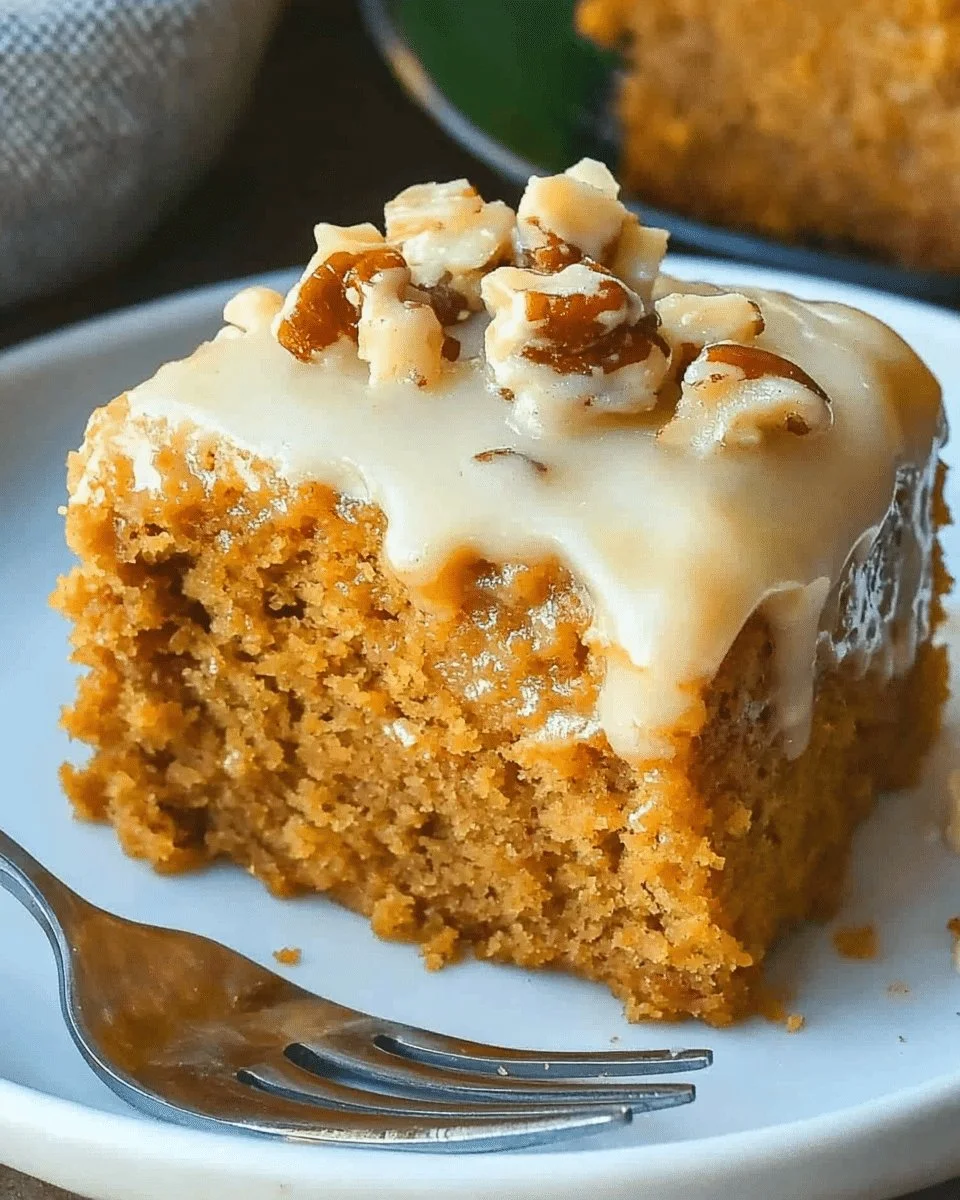 Slice of Grandma's Famous Sweet Potato Butter Cake on a plate