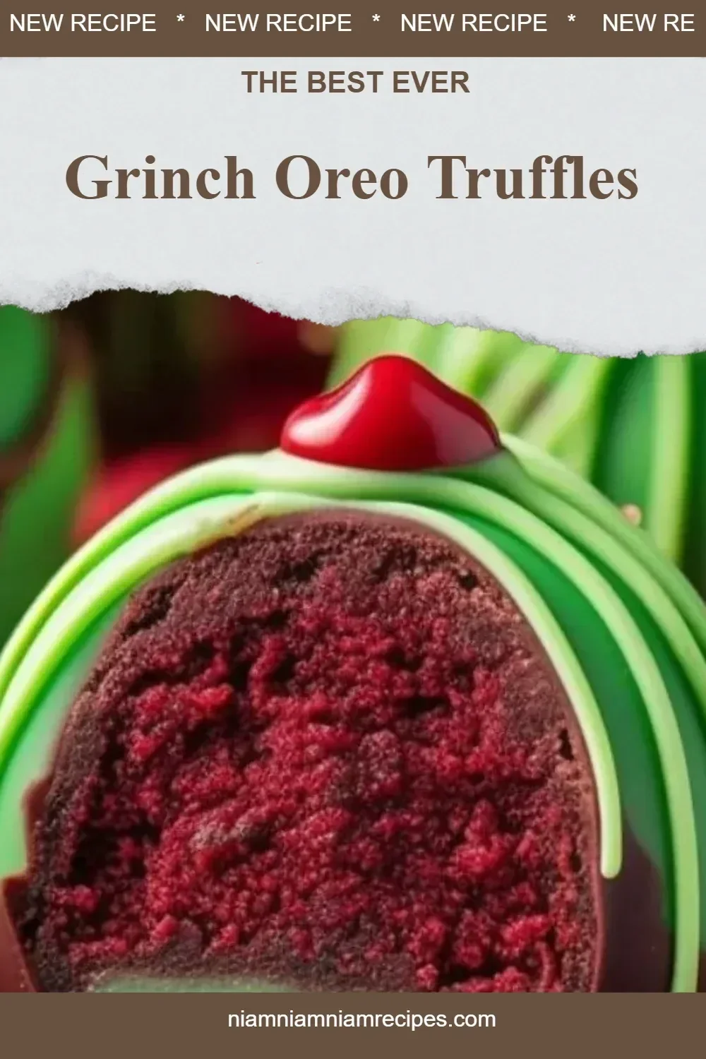 Delicious Grinch Oreo Truffles decorated for Christmas