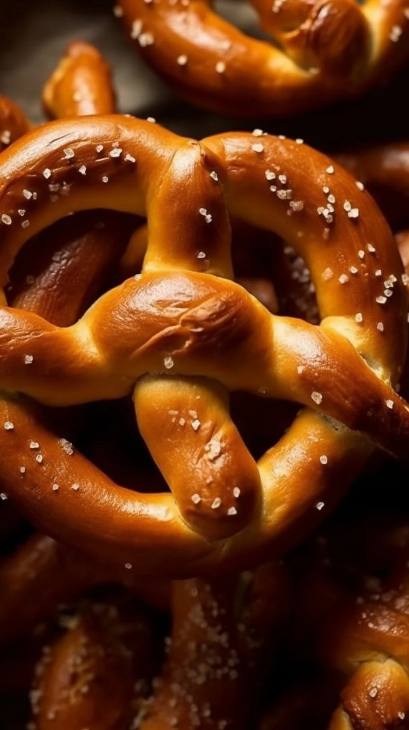 Freshly baked homemade soft pretzels with a golden-brown crust