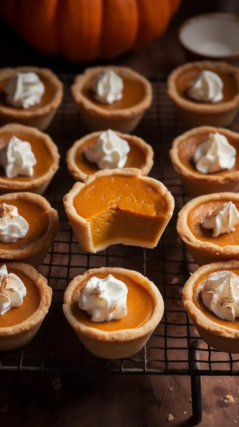 Mini pumpkin pies served on a plate, ideal for autumn desserts
