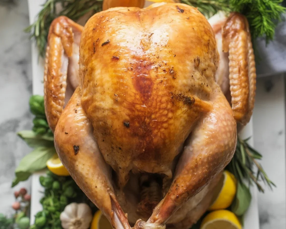 Juicy Thanksgiving turkey recipe with golden crispy skin, perfect for holiday gatherings.