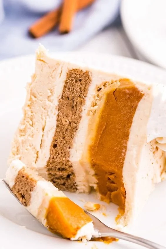 Thanksgiving Piecaken dessert featuring layers of pie and cake