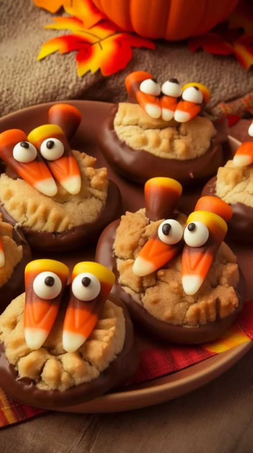 Turkey Peanut Butter Cup Cookies with rich chocolate and creamy peanut butter