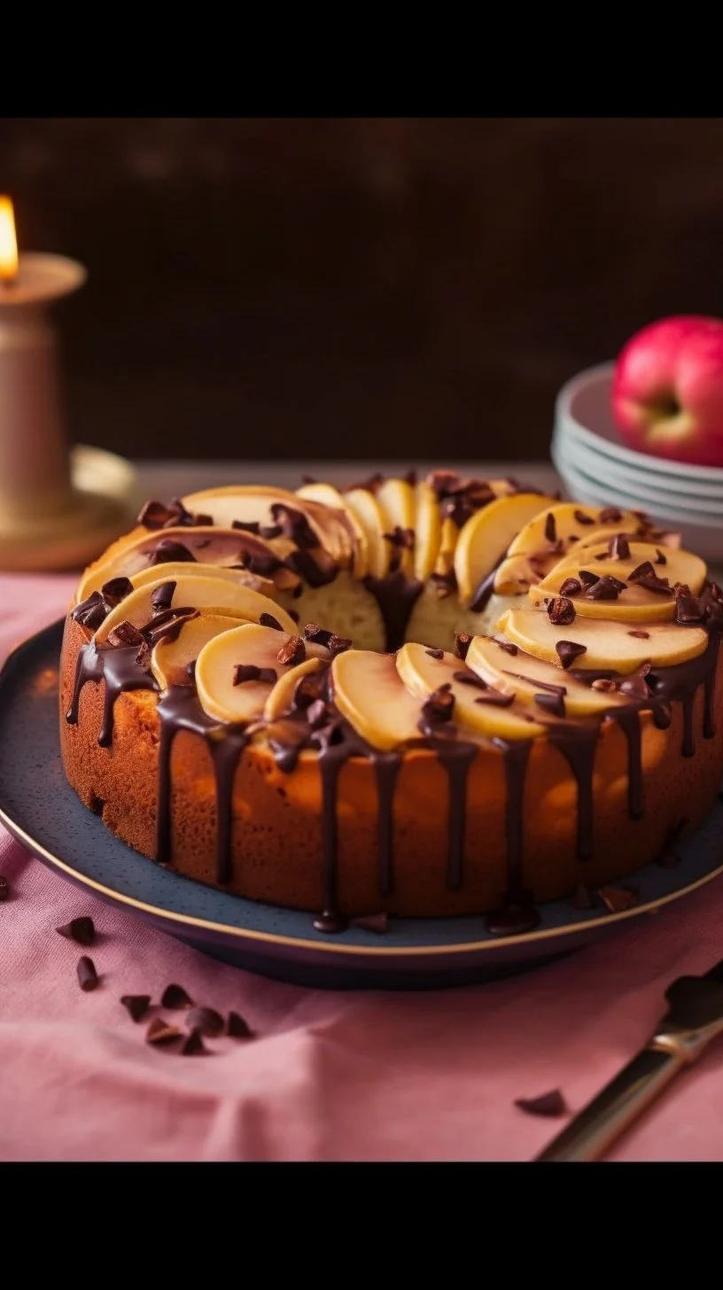 Delicious Apple Chocolate Chip Cake without butter served on a plate