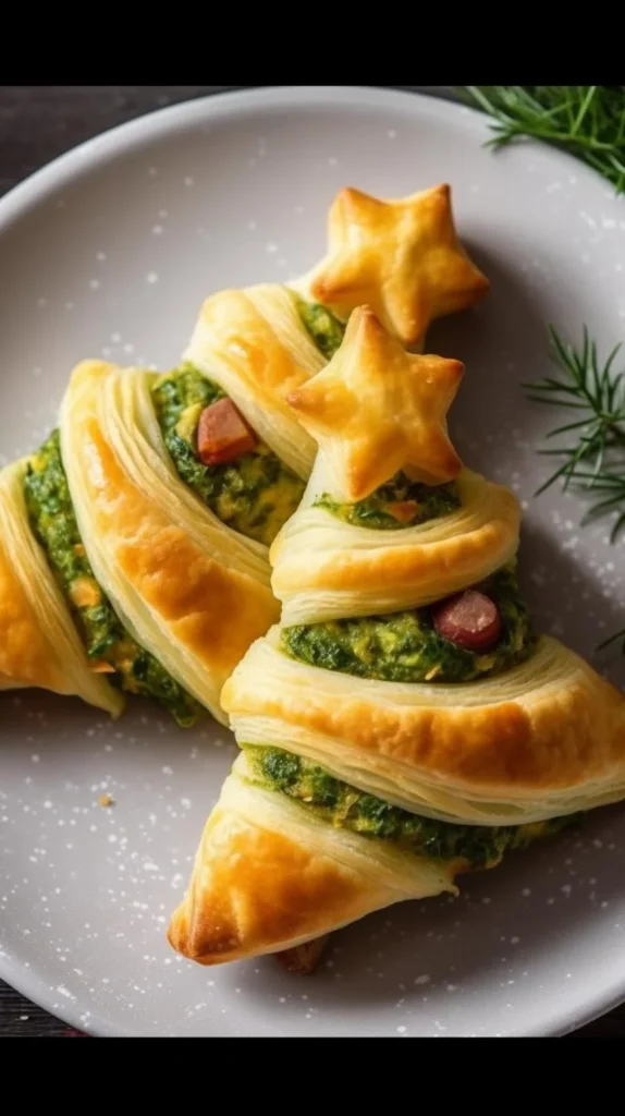 Basil Pesto Cheesy Puff Pastry Christmas Tree appetizer