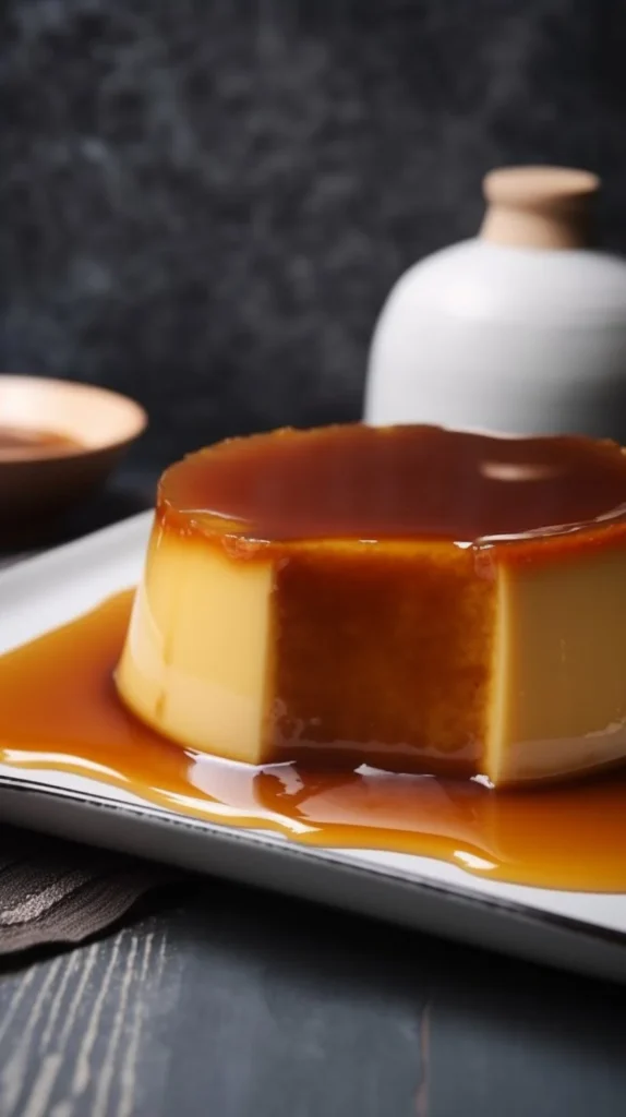 Delicious homemade Canarian Quesillo dessert on a plate