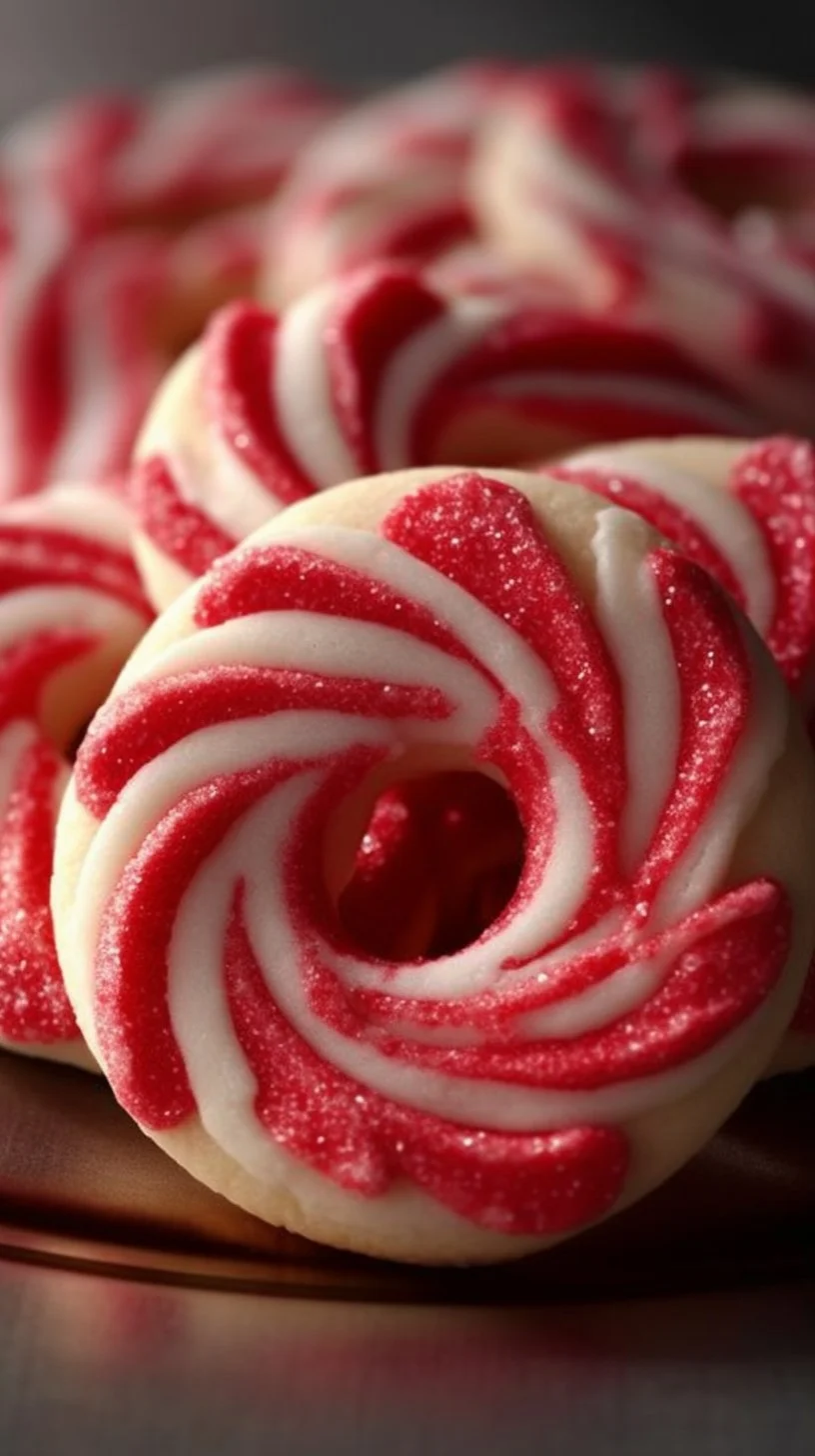 Homemade Candy Cane Cookies decorated with red and white stripes