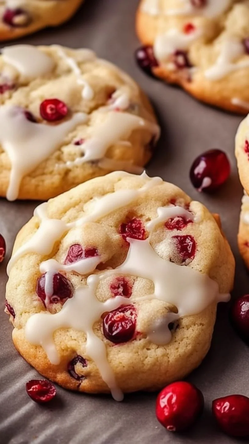 Chewy Christmas cranberry orange cookies on a festive plate