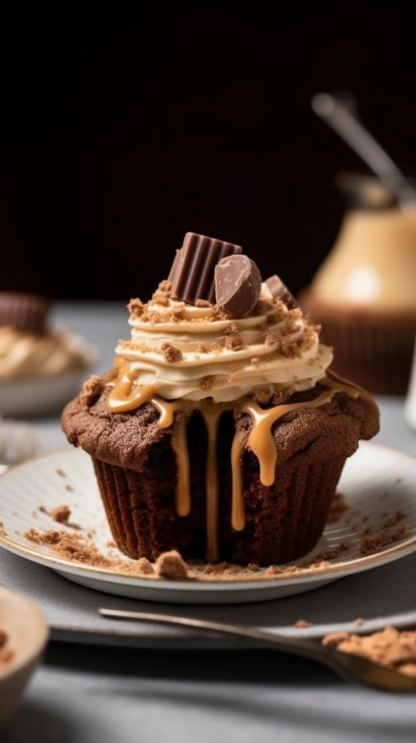 Delicious chocolate Biscoff cupcakes topped with creamy frosting and Biscoff crumbles