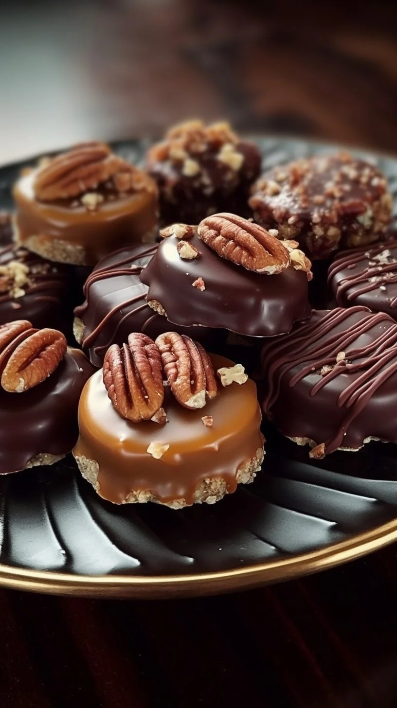 Delicious Chocolate Pecan Turtle Clusters with chocolate, pecans, and caramel