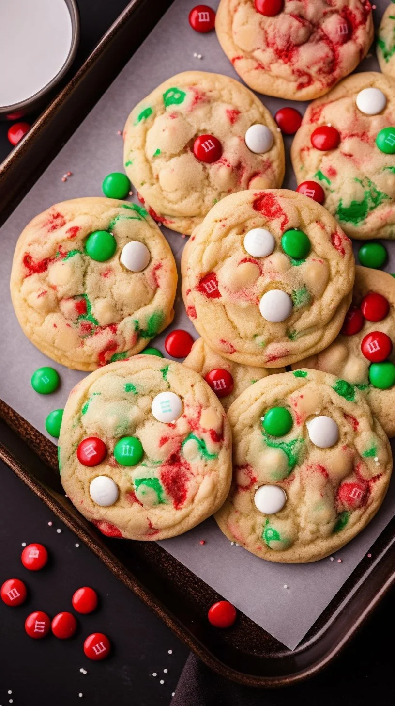 Delicious Christmas cake mix cookies on a festive platter