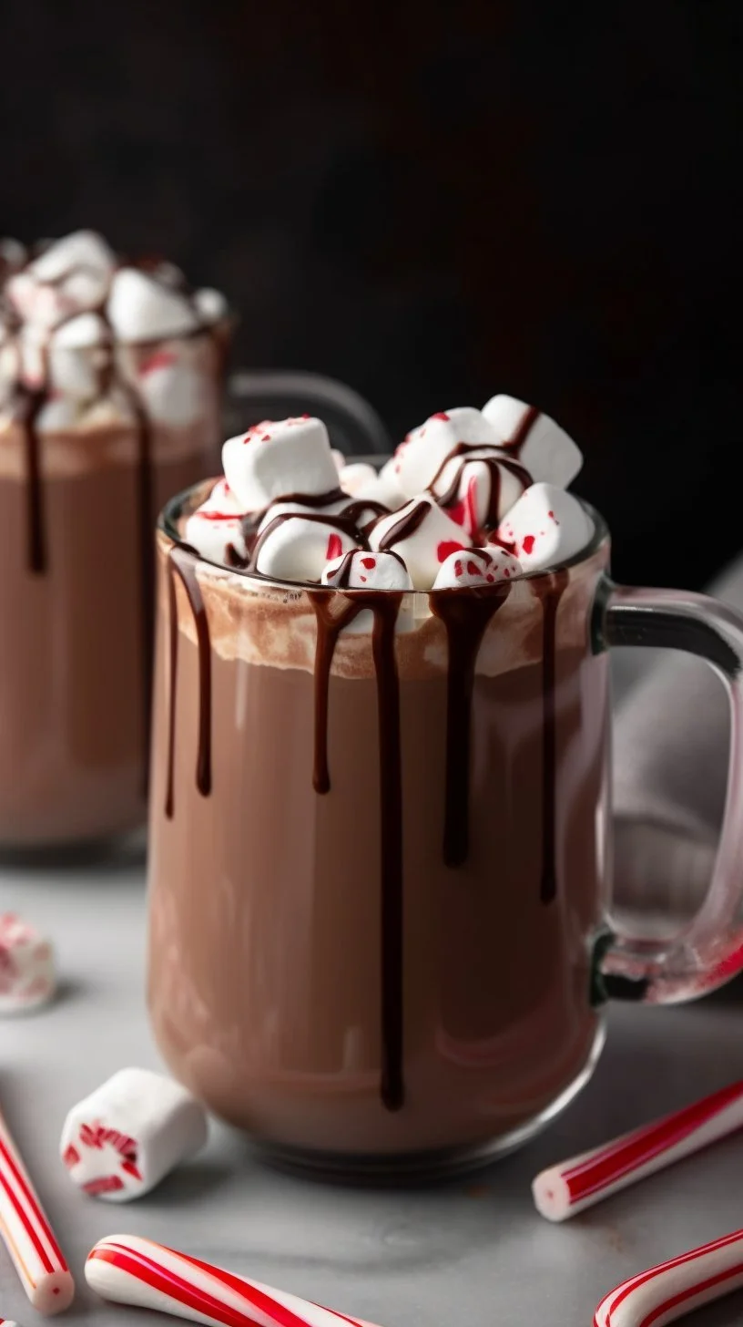 Delicious Christmas hot chocolate topped with whipped cream and festive sprinkles