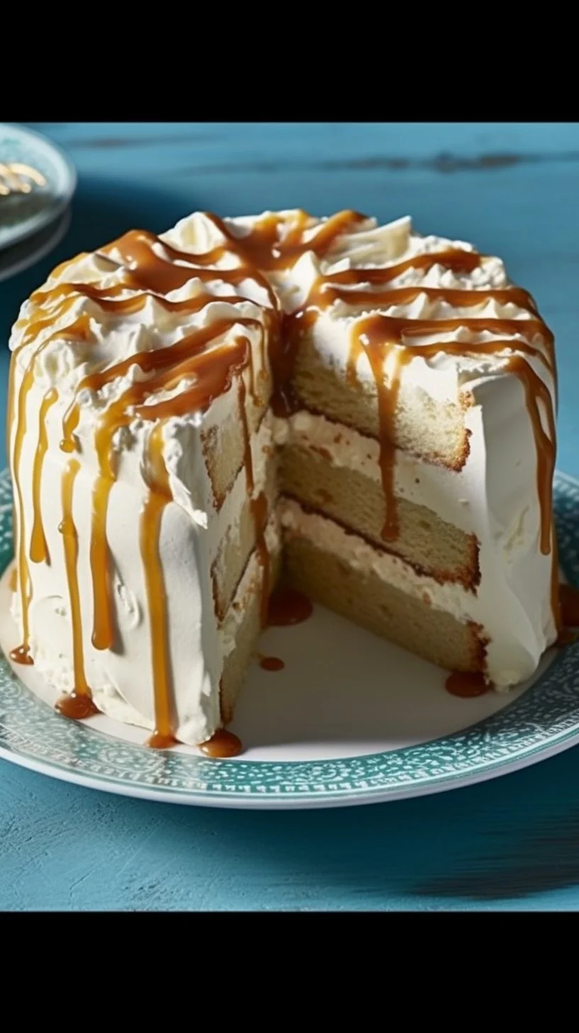 Christmas salted caramel cake with brandy snap ice cream on a festive table.