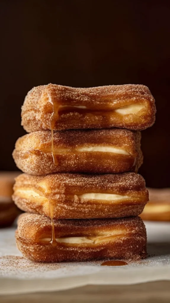 Delicious Churro Cheesecake with crispy churro topping and creamy filling.