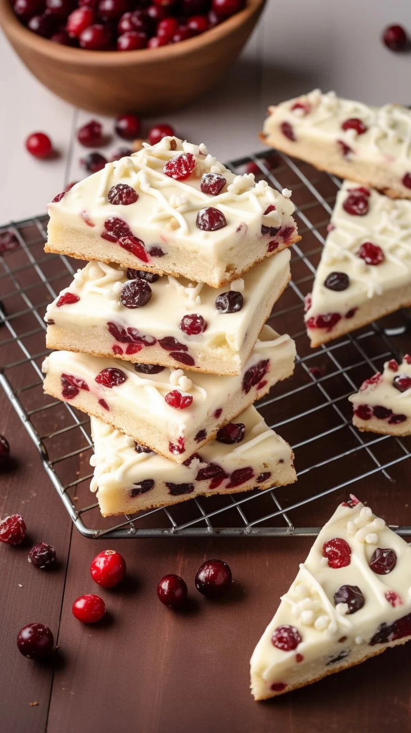 Delicious homemade Cranberry Bliss Bars with cream cheese frosting and cranberries