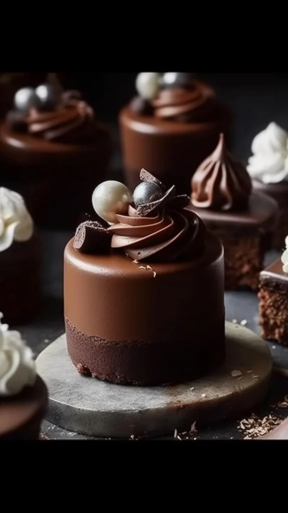 Decadent brownie petit fours arranged elegantly on a platter