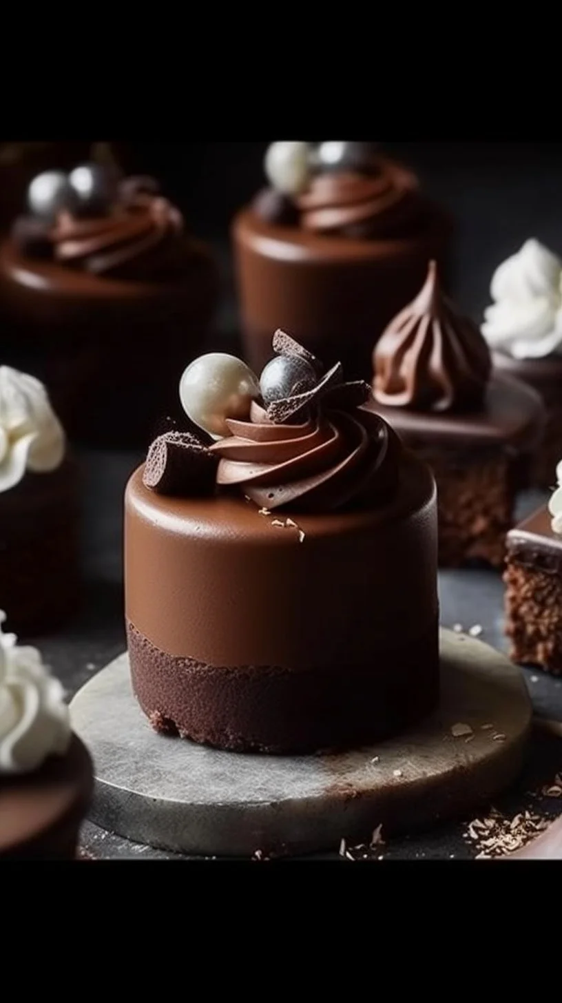 Decadent brownie petit fours arranged elegantly on a platter
