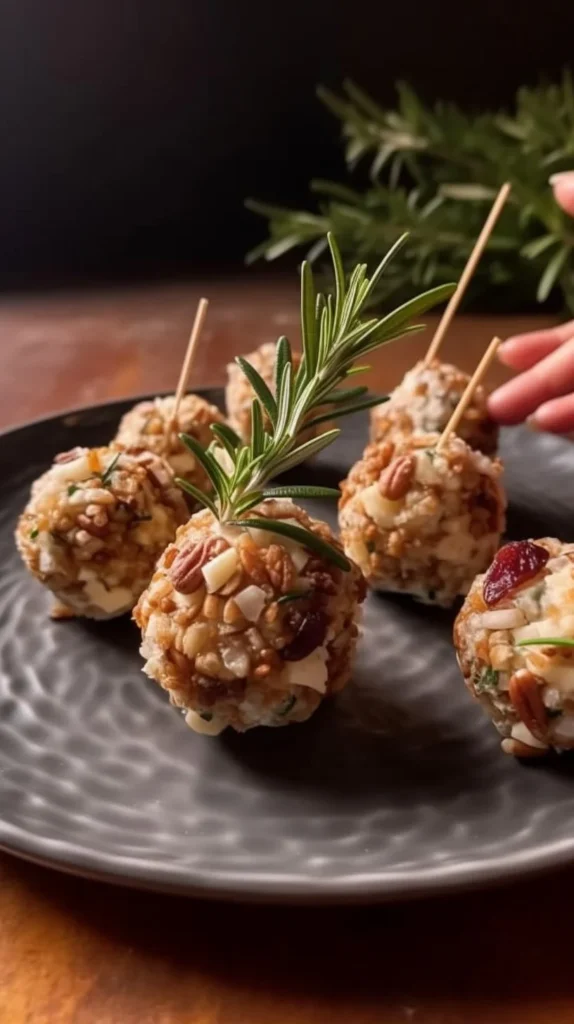 Delicious festive cheese ball served as a holiday appetizer
