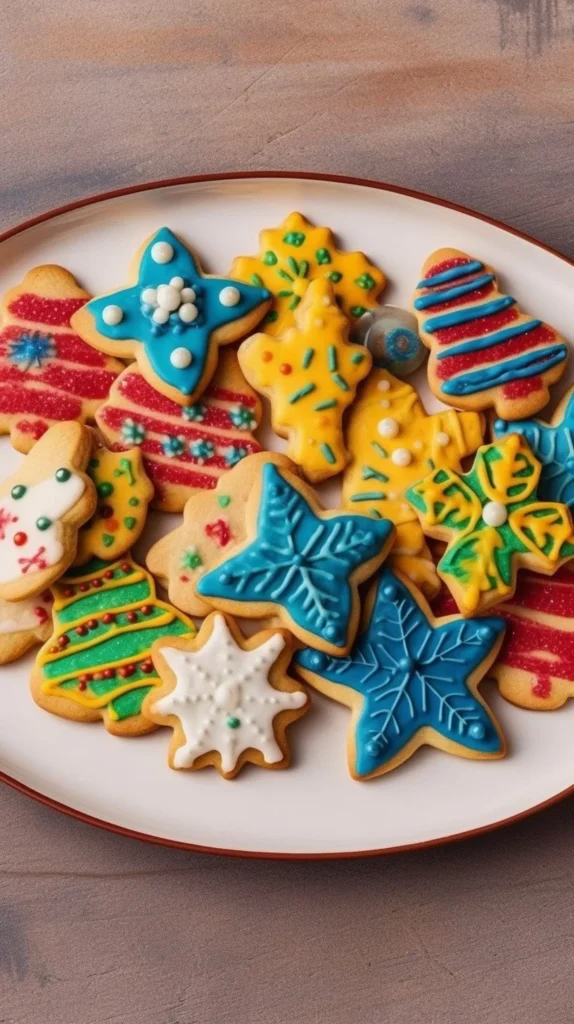 Delicious glazed Christmas cookies decorated for the holiday season