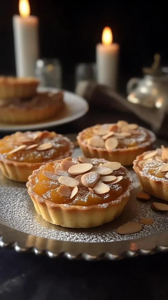 Heavenly Amandine Tartlets with almond filling and golden crust.