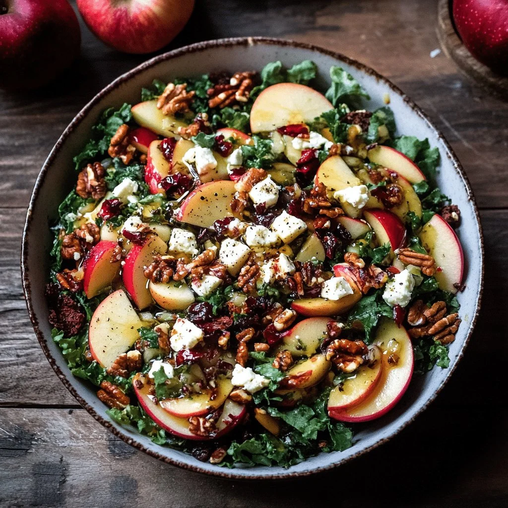 Fresh Honeycrisp Apple and Feta Salad with mixed greens and dressing