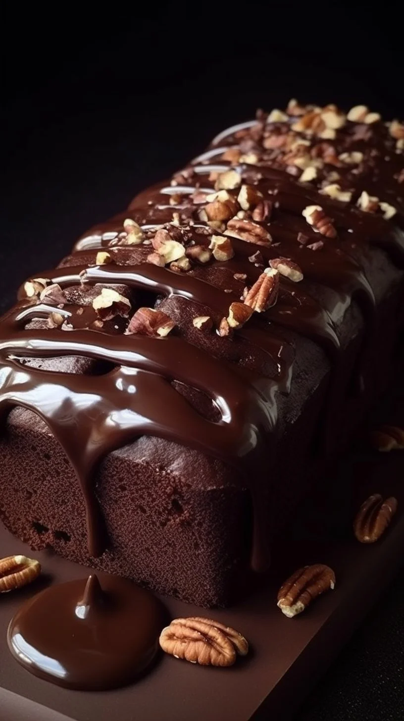 Slice of Hot Fudge Brownie Bread topped with chocolate fudge