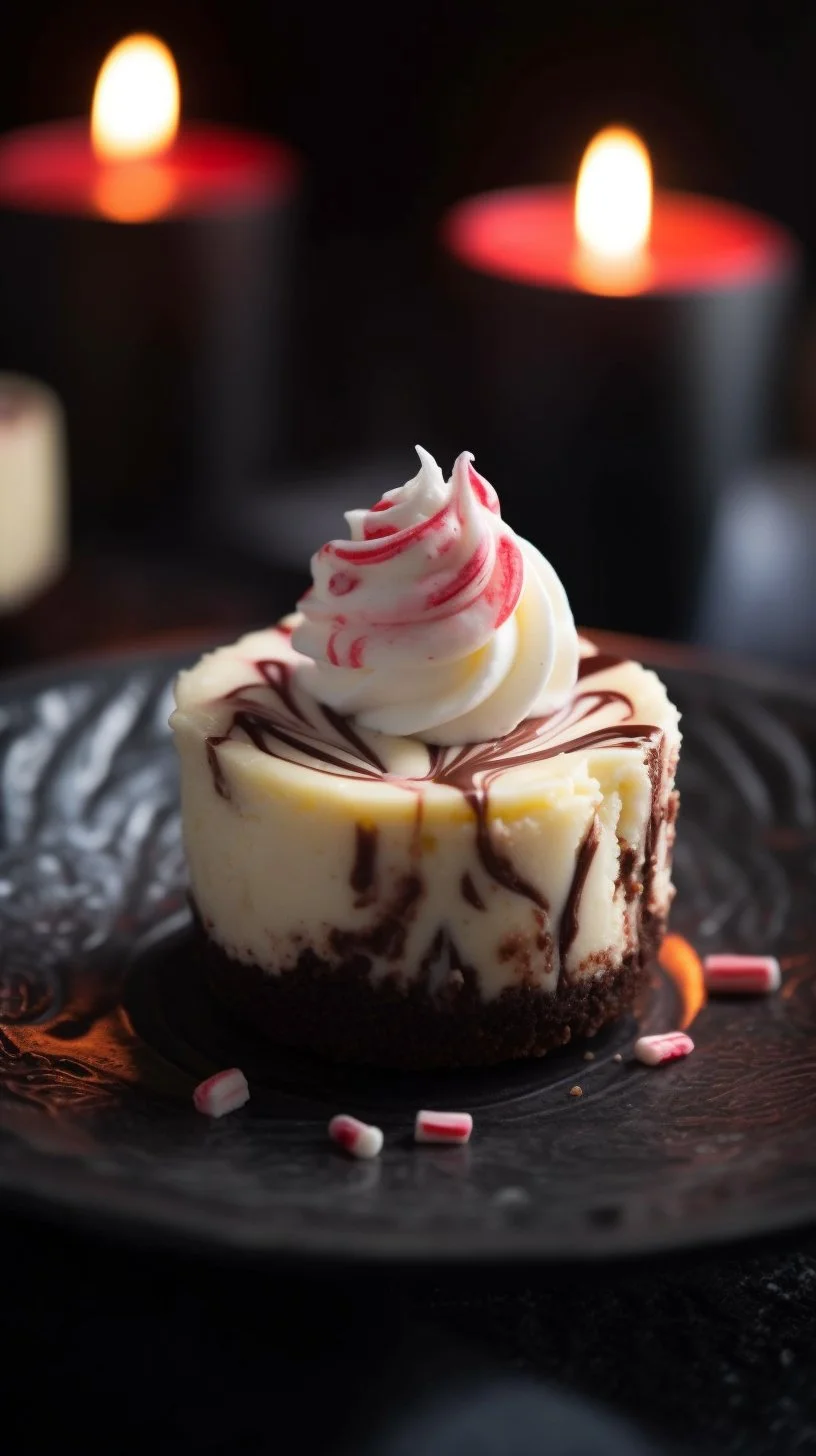 Slice of Keto Peppermint Cheesecake on a plate with a sprig of mint