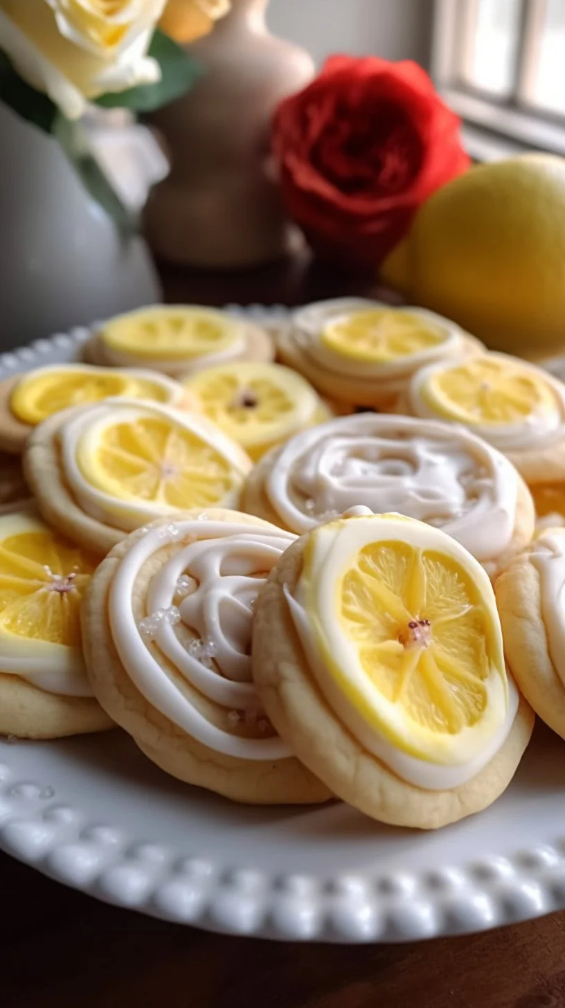 Freshly baked lemon sugar cookies with a light dusting of sugar
