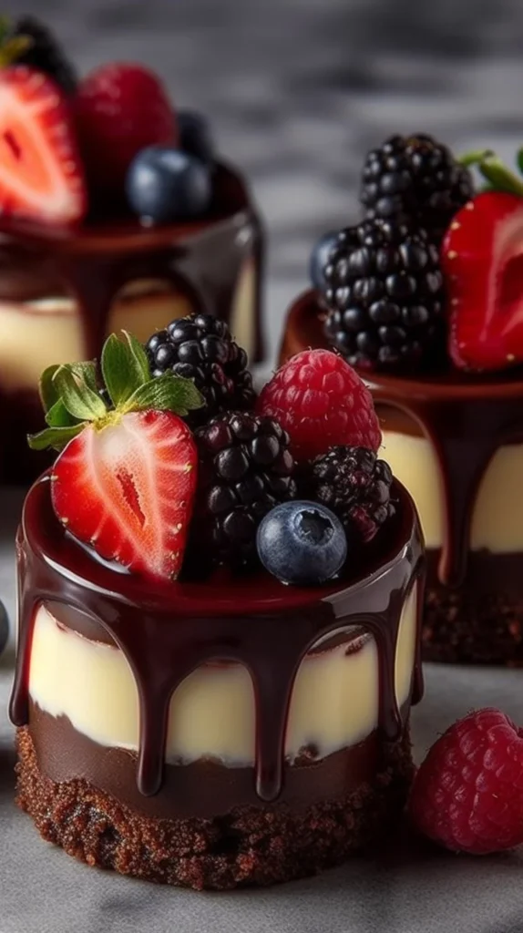 Loaded brownie cheesecake dessert cups topped with chocolate and whipped cream