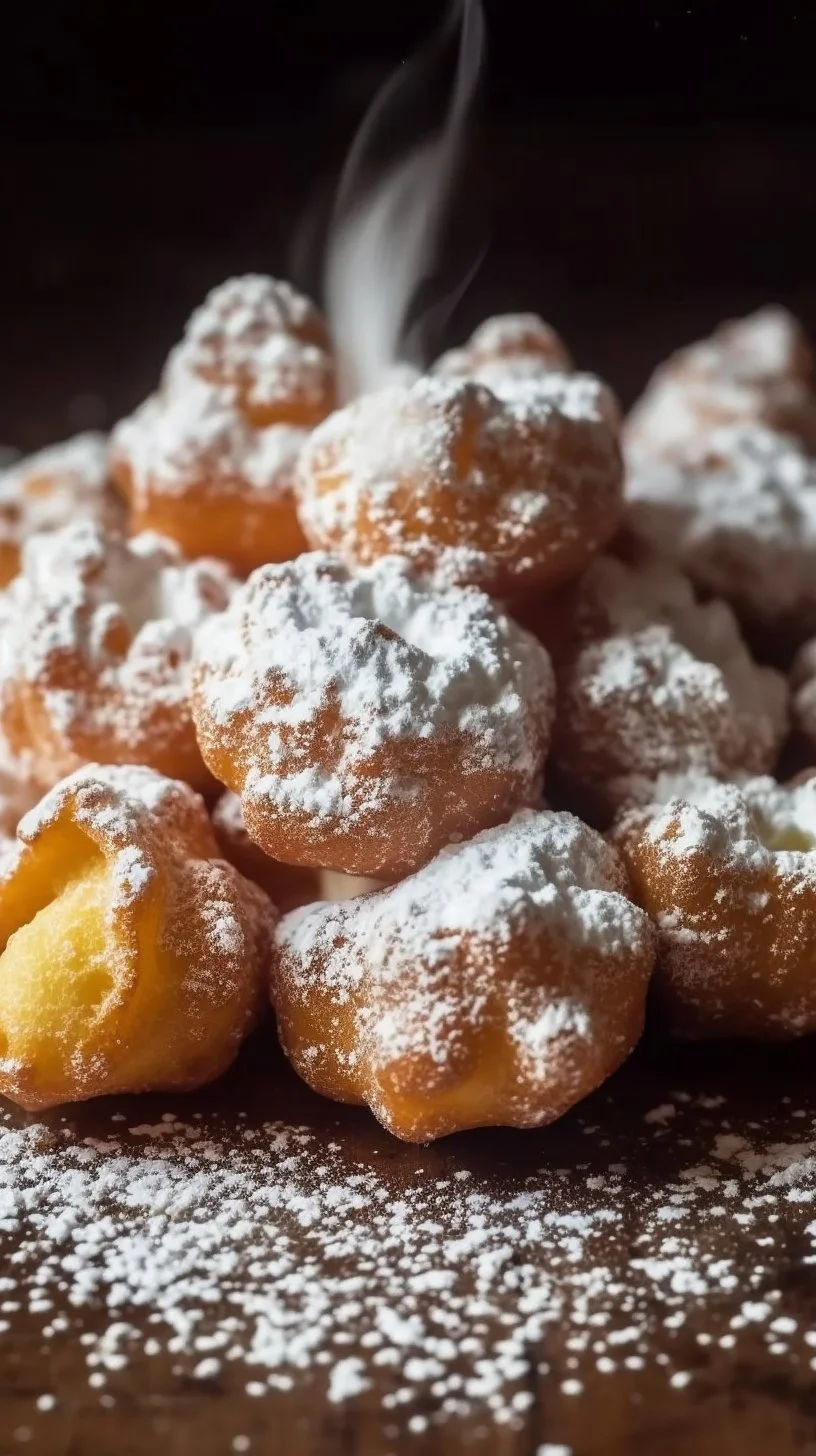 Delicious mini funnel cakes dusted with powdered sugar