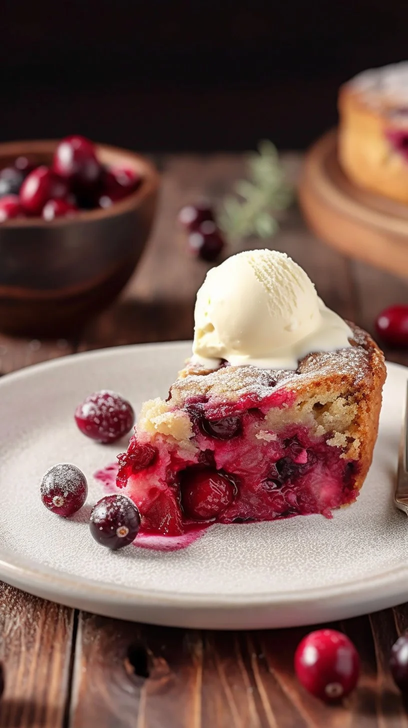 A delicious Nantucket Holiday Cranberry Pie served on a festive table.