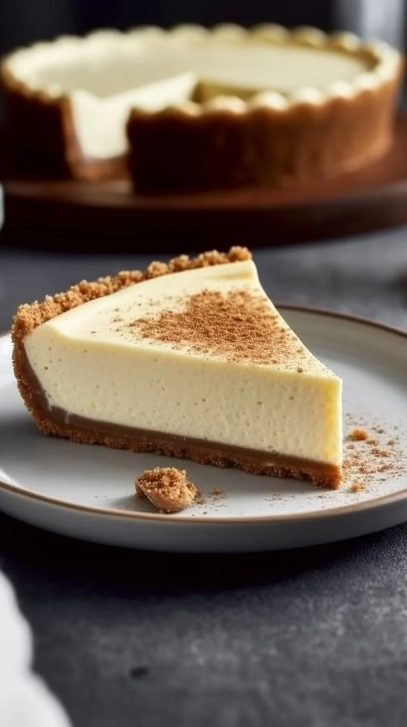 No-Bake Eggnog Cream Pie topped with whipped cream and nutmeg