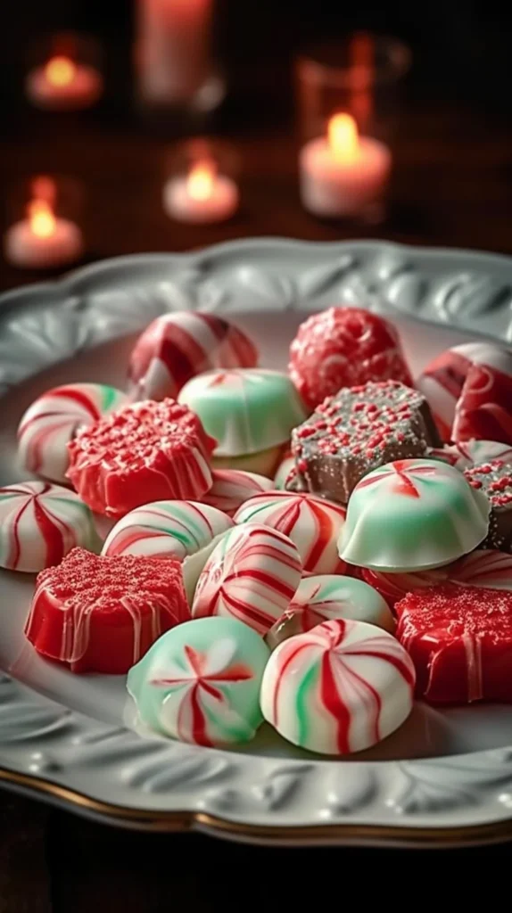 Old-fashioned butter mints in assorted pastel colors on a plate