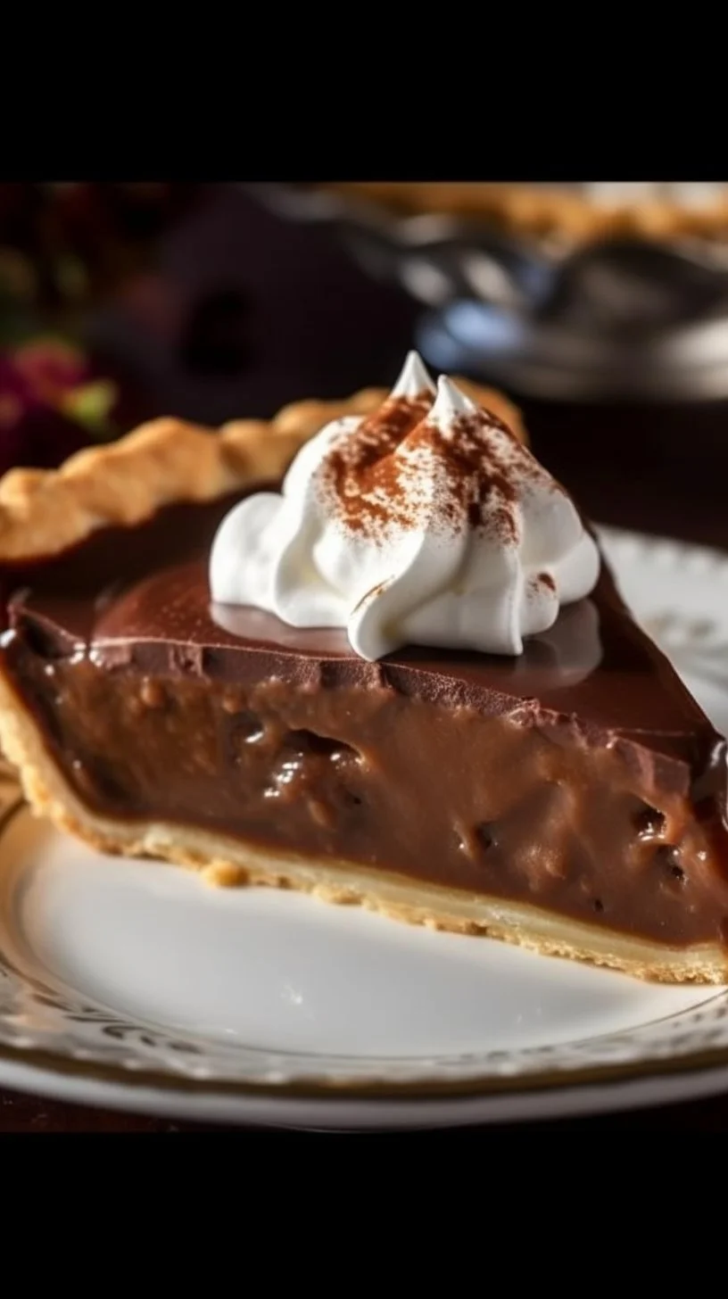 Old Fashioned Chocolate Pie with rich chocolate filling and a flaky crust