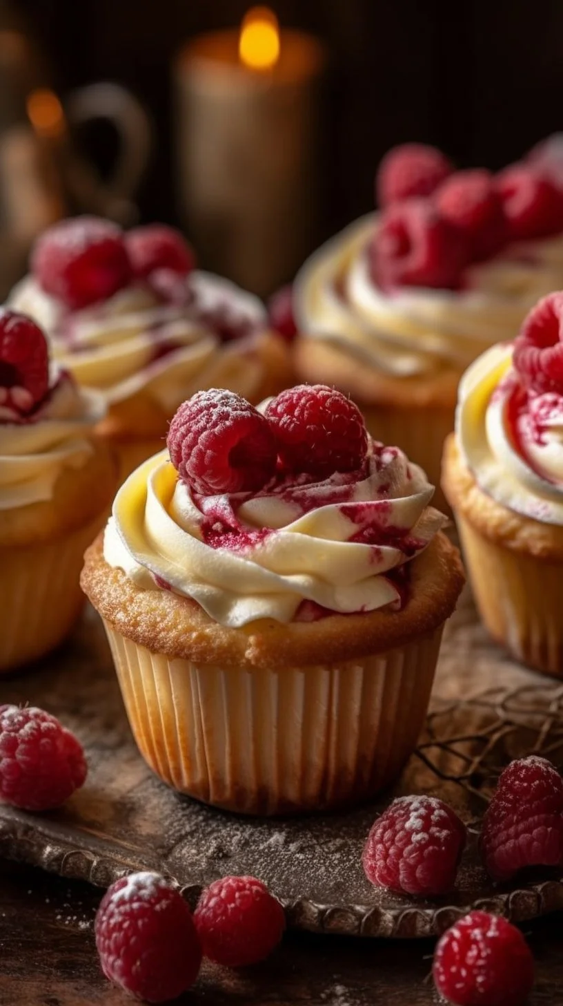 Freshly baked Raspberry Cream Cheese Cruffins on a serving plate