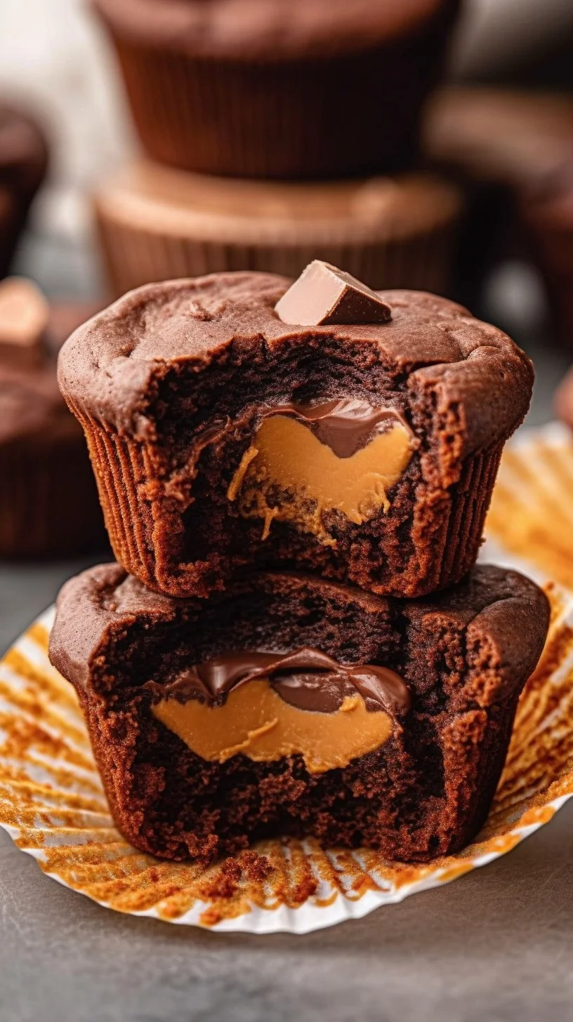 Reese's stuffed brownies with chocolate and peanut butter filling