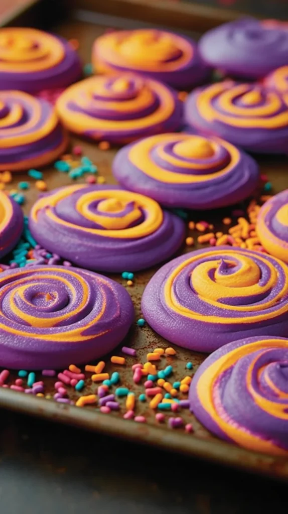 Delicious spiral Halloween cookies decorated for the spooky season