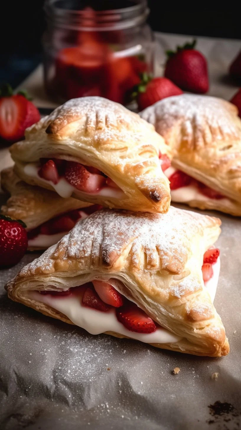 Delicious Strawberry Cheesecake Turnovers on a plate, ready to enjoy.