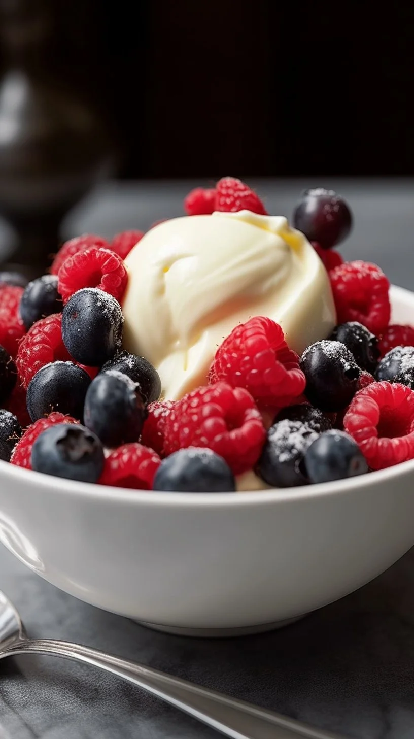 Delicious Bavarian Cream served with fresh berries for a sweet dessert