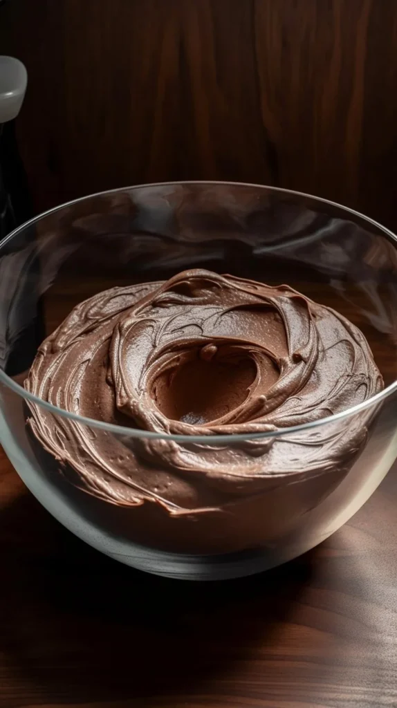 Delicious chocolate buttercream frosting on freshly baked cupcakes