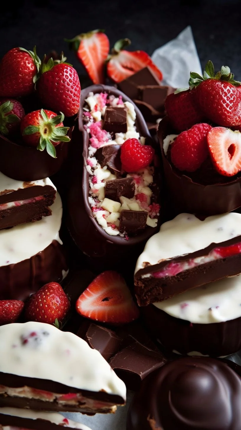 Chocolate Strawberry Yogurt Clusters with rich chocolate and fresh strawberries