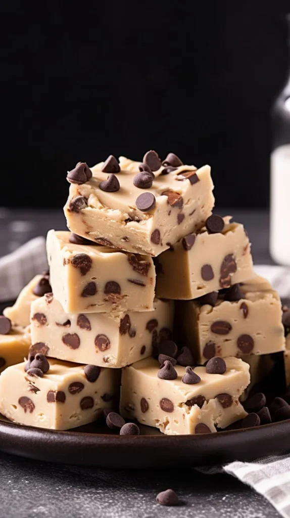 Delicious homemade cookie dough fudge with chocolate chips and a creamy texture