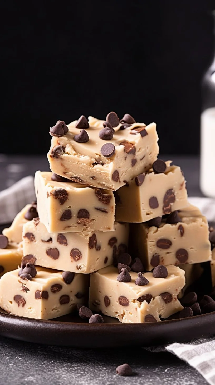Delicious homemade cookie dough fudge with chocolate chips and a creamy texture